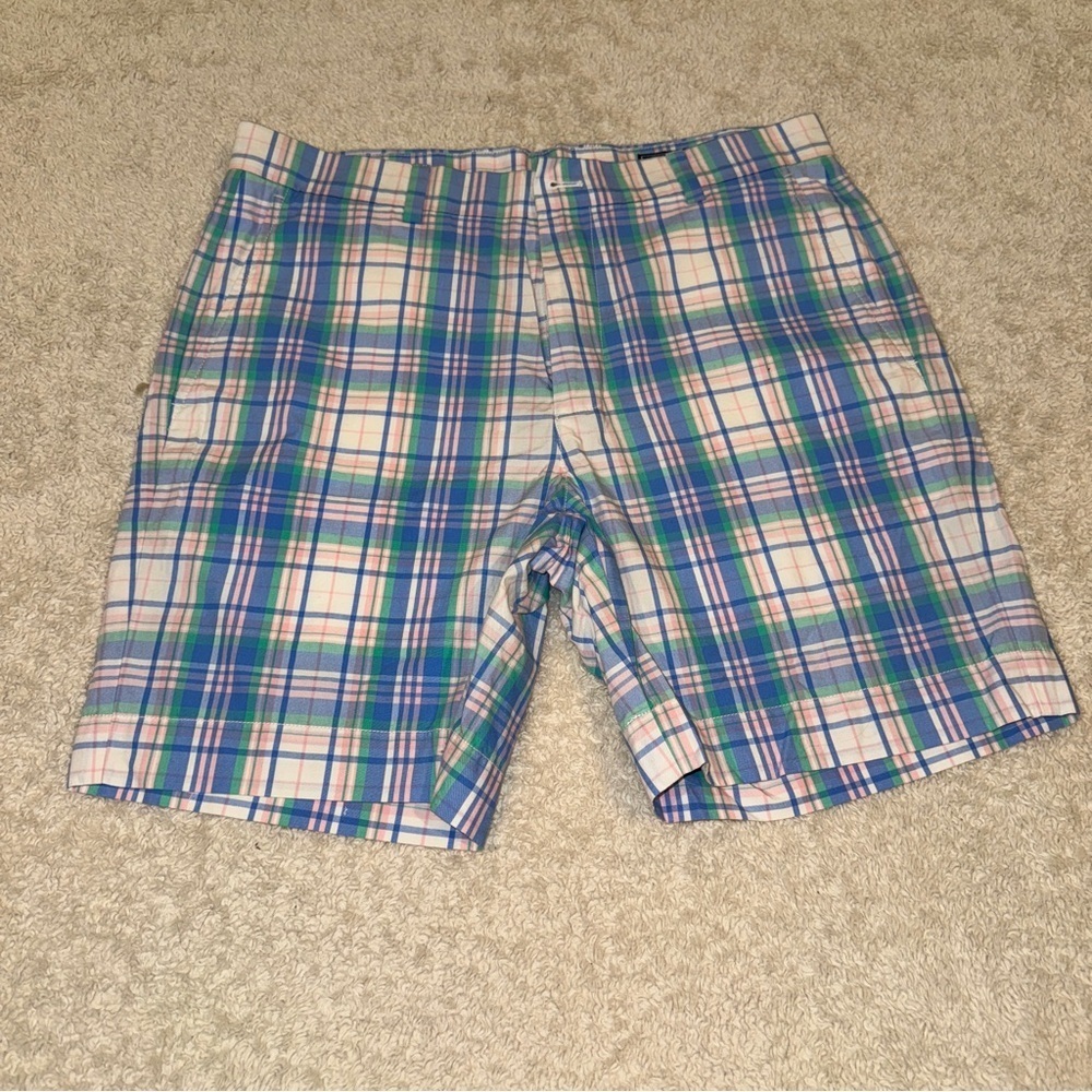 Vineyard Vines Blue and Green Plaid Men's Shorts